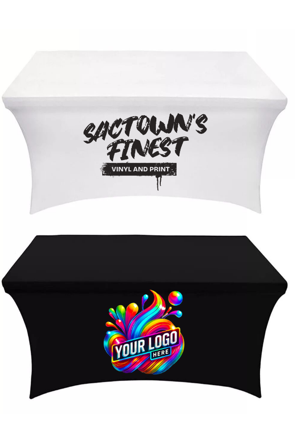 Custom Stretch Table Cover- 6 ft. Sactown's Finest Vinyl & Print