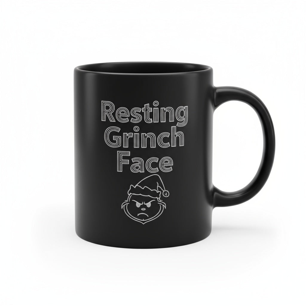 Resting Grinch Face - Funny Laser Etched Christmas Coffee Mug | Holiday Humor Gift