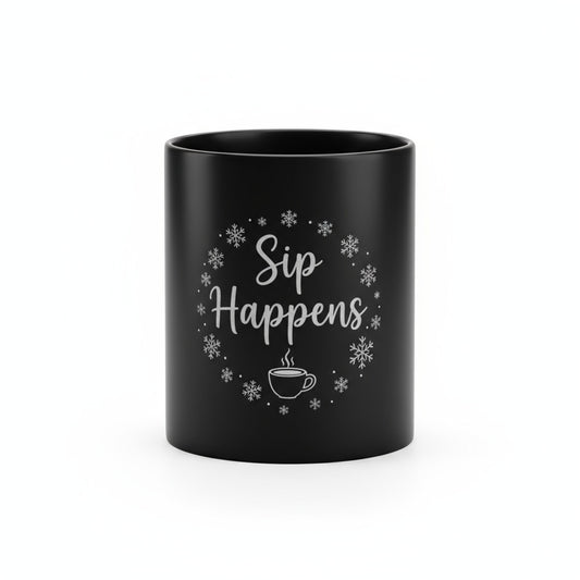 Sip Happens - Laser Etched Christmas Coffee Mug | Funny Holiday Gift