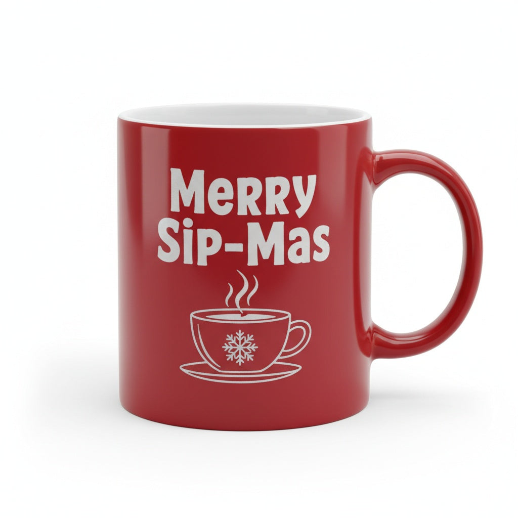 Merry Sip-Mas - Laser Etched Holiday Coffee Mug | Christmas Gift Idea