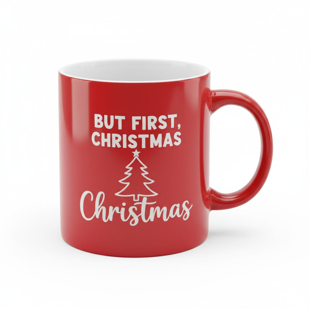 But First, Christmas - Laser Etched Holiday Coffee Mug | Festive Gift Idea