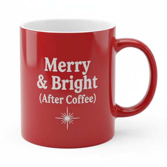 Merry and Bright After Coffee - Laser Etched Christmas Mug | Funny Holiday Gift