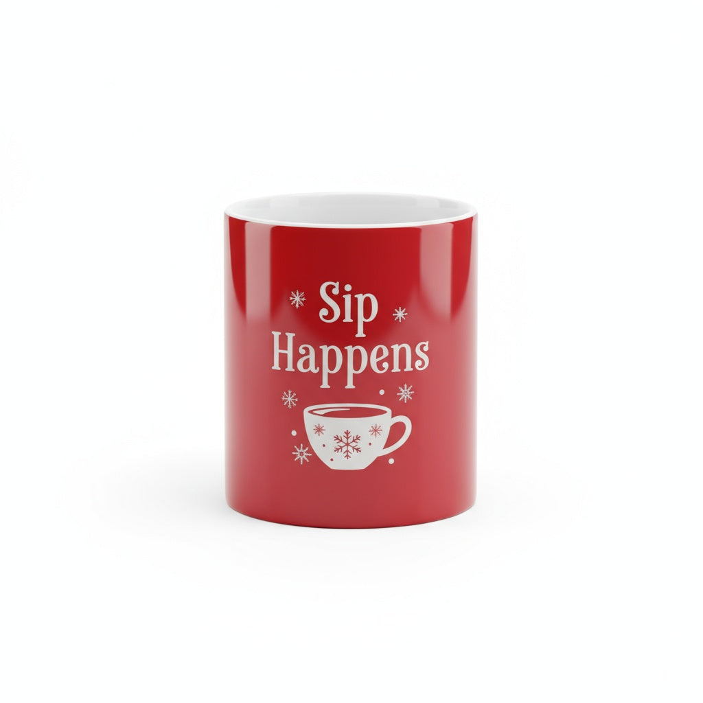 Sip Happens - Laser Etched Christmas Coffee Mug | Funny Holiday Gift