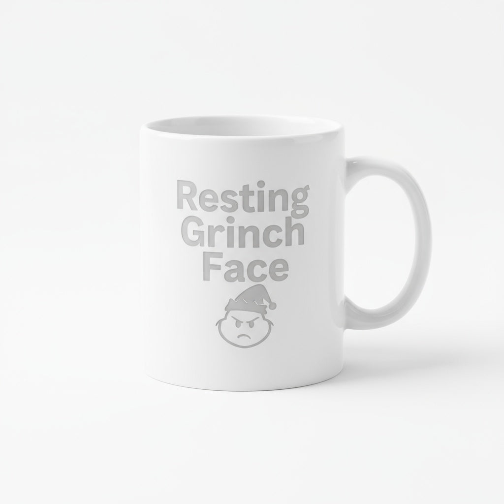 Resting Grinch Face - Funny Laser Etched Christmas Coffee Mug | Holiday Humor Gift