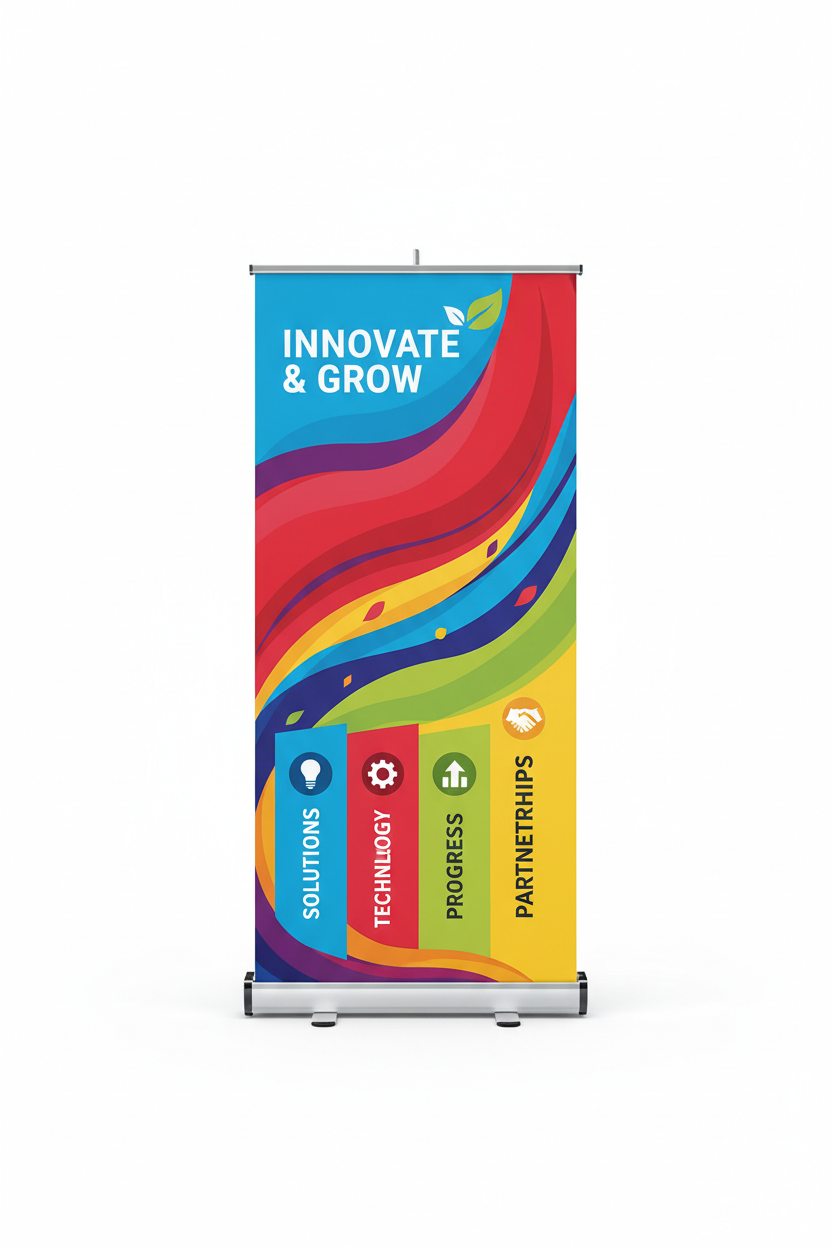 3 Ft x 6 Ft Roll Up Banner Stands Color