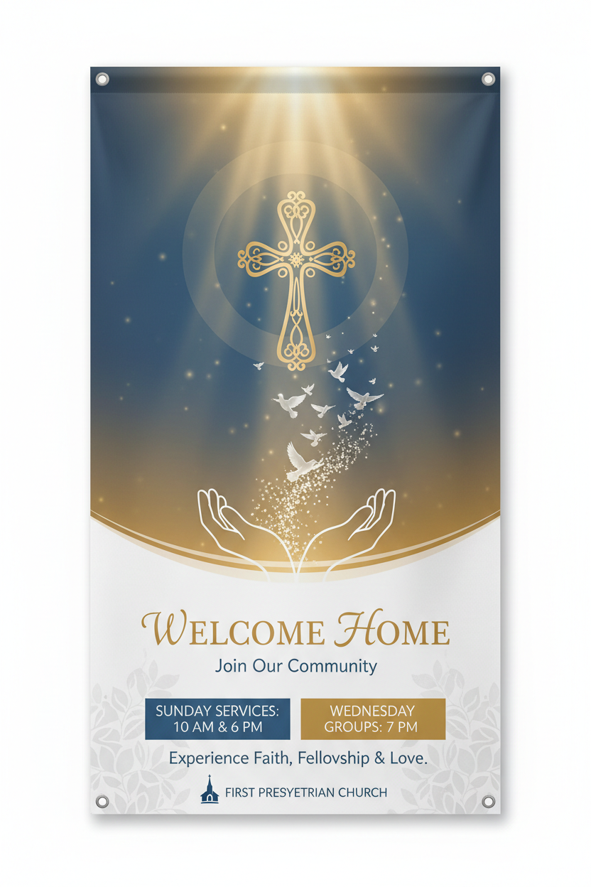 6x8 Portrait Church Banners Advertising