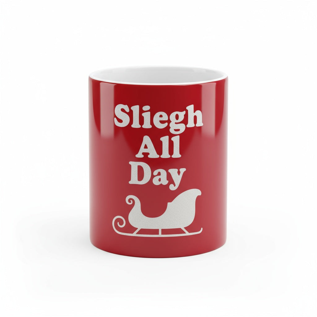Sleigh All Day - Laser Etched Christmas Coffee Mug | Holiday Gift for Coffee Lovers