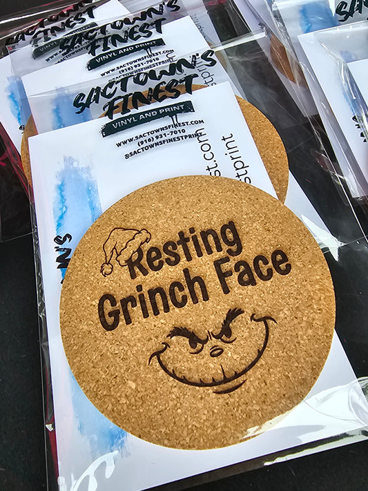 Resting Grinch Face Coaster | Funny Coaster