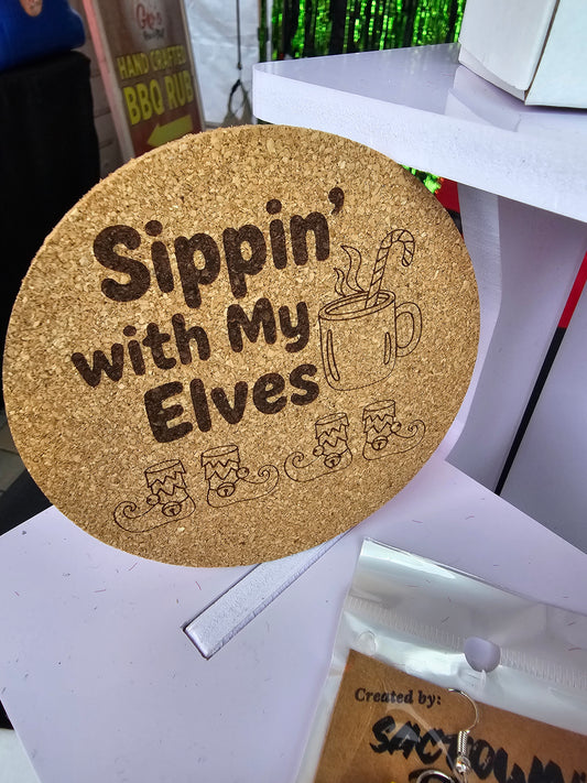 Sipping with my Elves Coaster | Funny Coaster